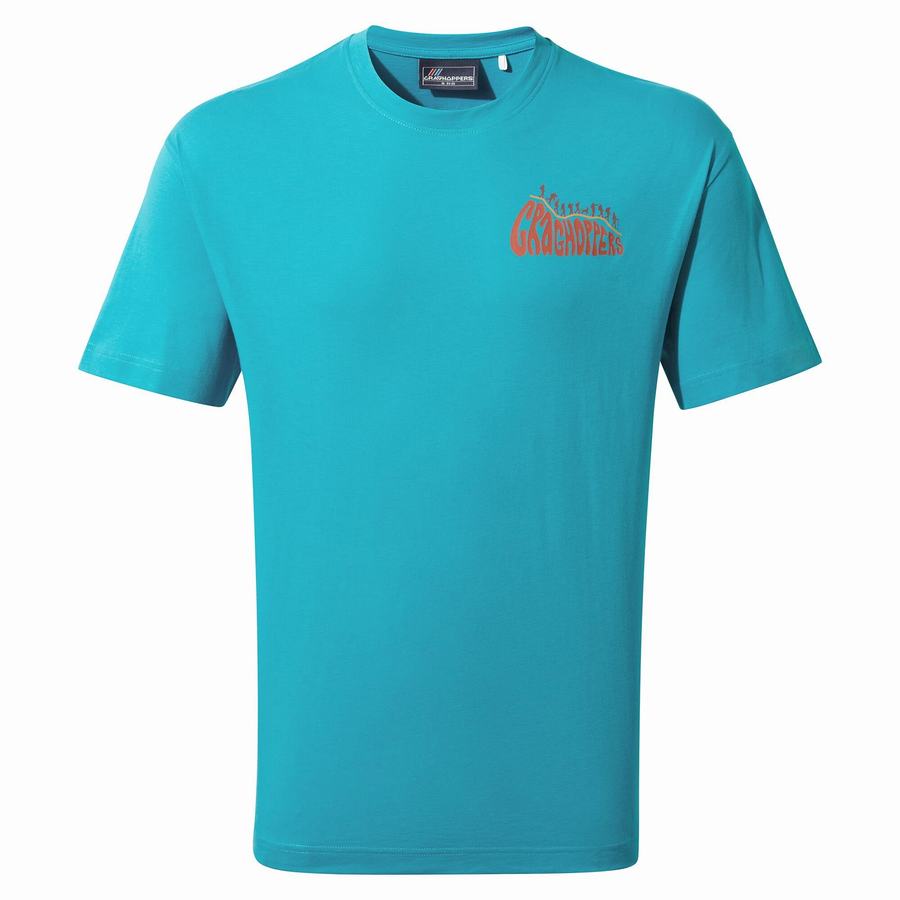 Blue Craghoppers Crosby Short Sleeved Men's T-Shirts | XLS7599OM