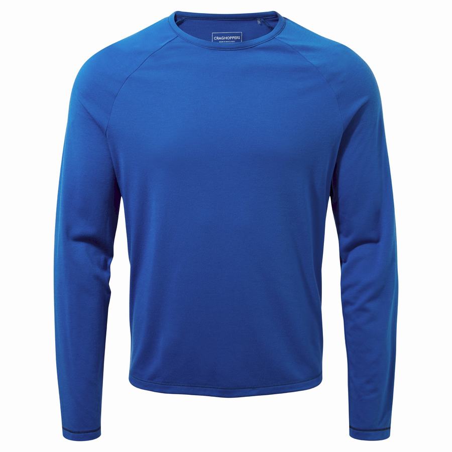 Blue Craghoppers First Layer Long-Sleeved Men's T-Shirts | VFJ8313PI