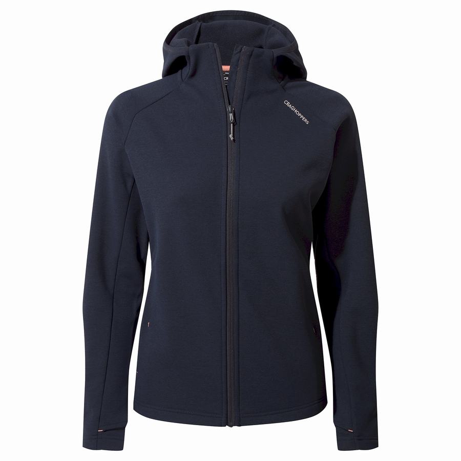 Blue Navy Craghoppers Dynamic Pro Hooded Women's Sweaters | QQA2155AM