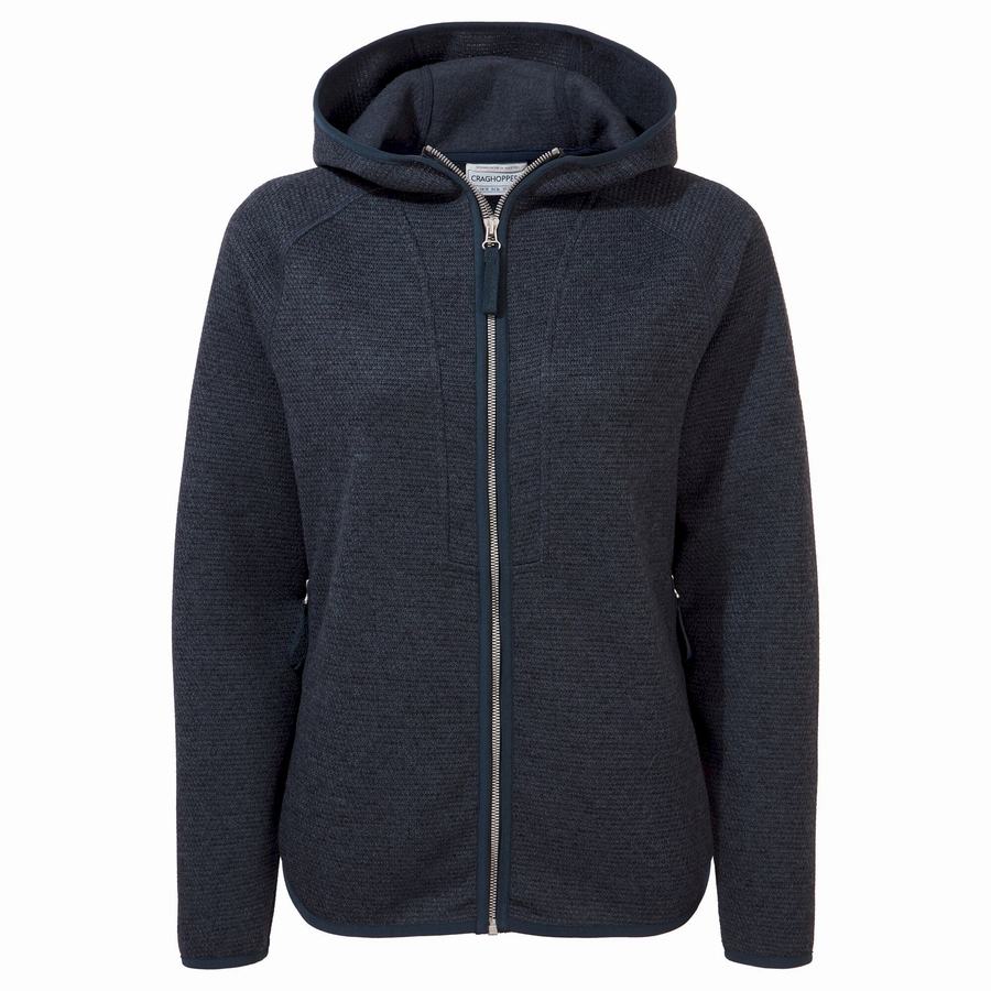 Blue Navy Craghoppers Elena Hooded Women's Sweaters | OJQ6896LG