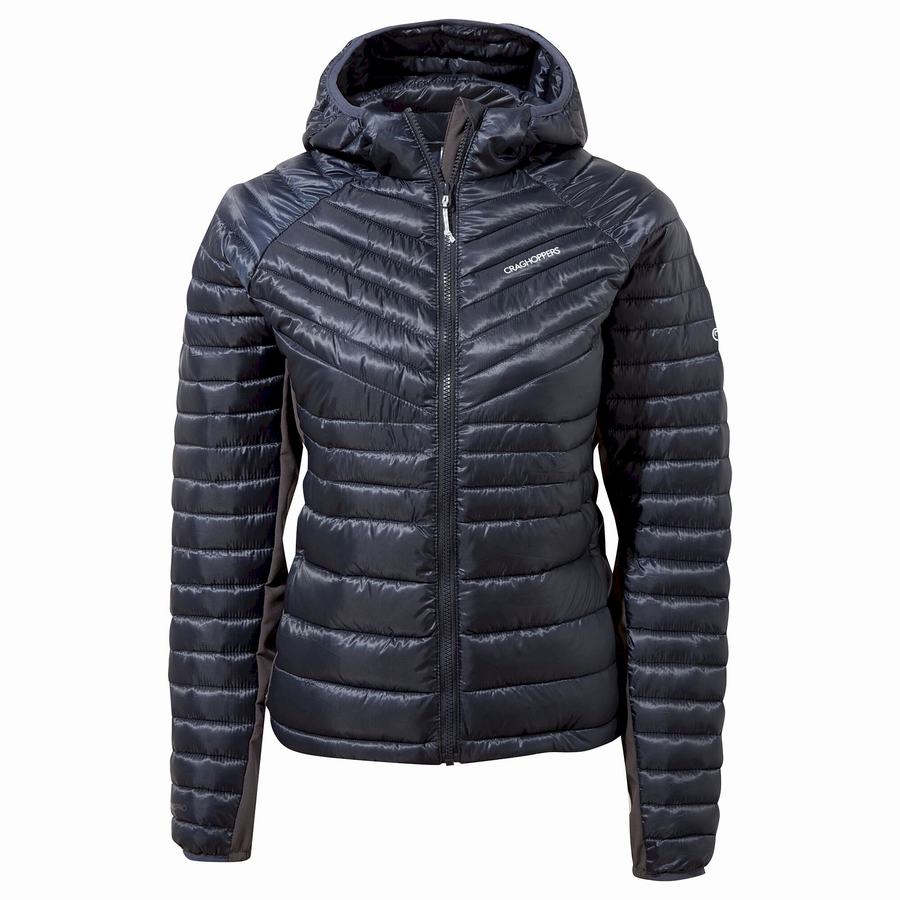 Blue Navy Craghoppers ExpoLite Insulated Hooded Women's Jackets | UXM2938LE