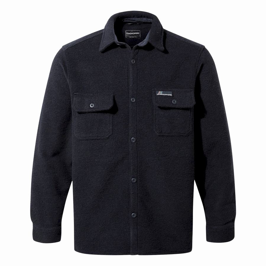 Blue Navy Craghoppers Leroy Long Sleeved Men's Shirts | XLO1355KL