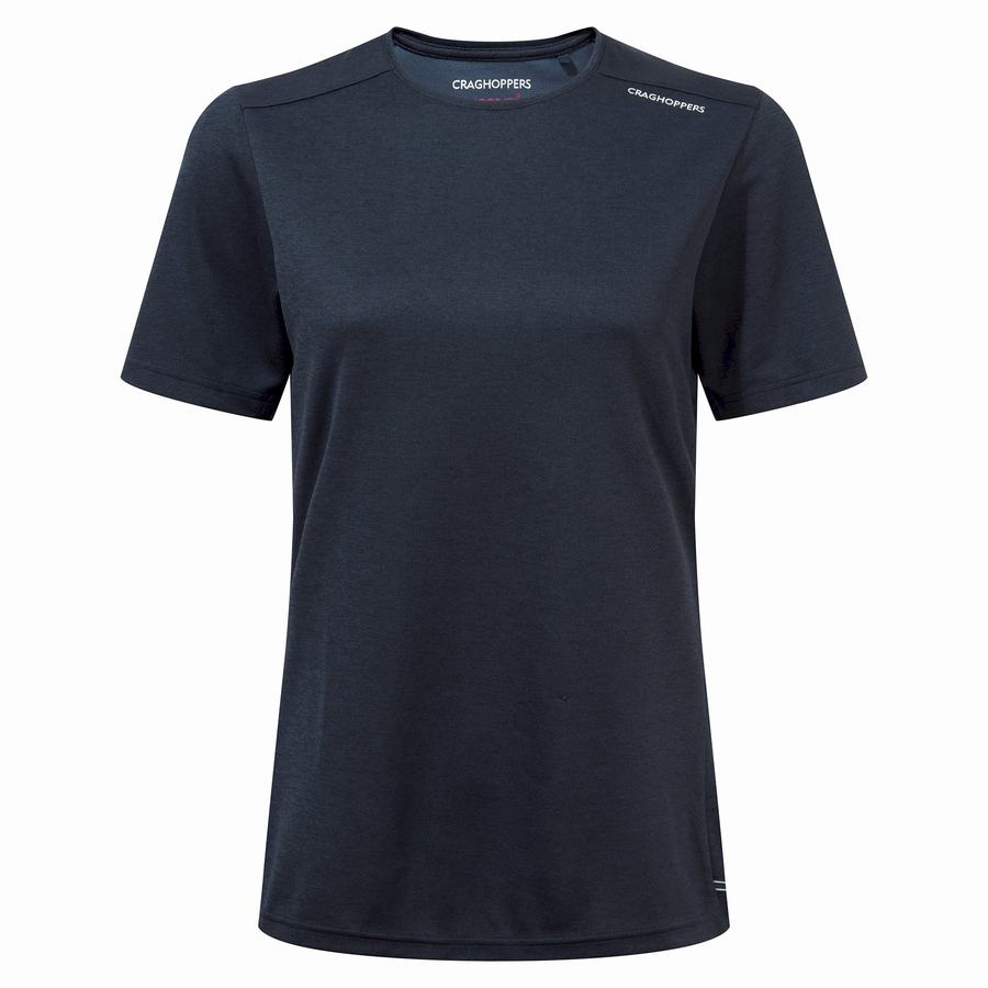 Blue Navy Craghoppers NosiLife Candella Short Sleeved Women's T-Shirts | YYW4131EC