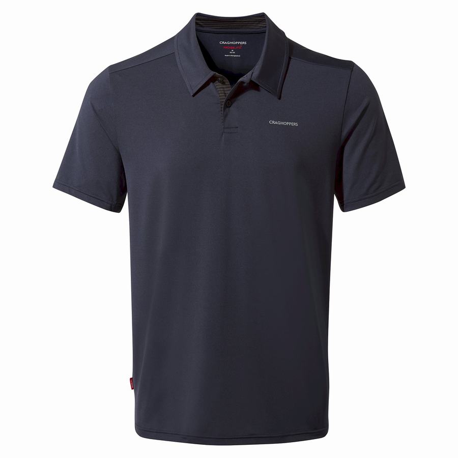 Blue Navy Craghoppers NosiLife Pro Short Sleeved Polo Men's T-Shirts | YOO378BH