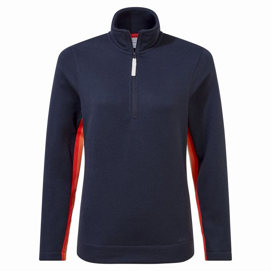 Blue Navy Craghoppers Pinalla Half Zip Women's Sweaters | XIJ3376YL