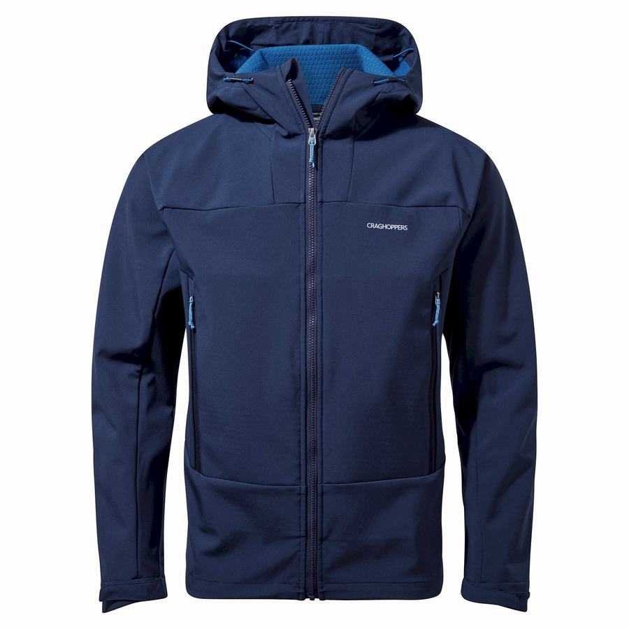 Blue Navy Craghoppers Tripp Hooded Men's Jackets | CBH9020RE