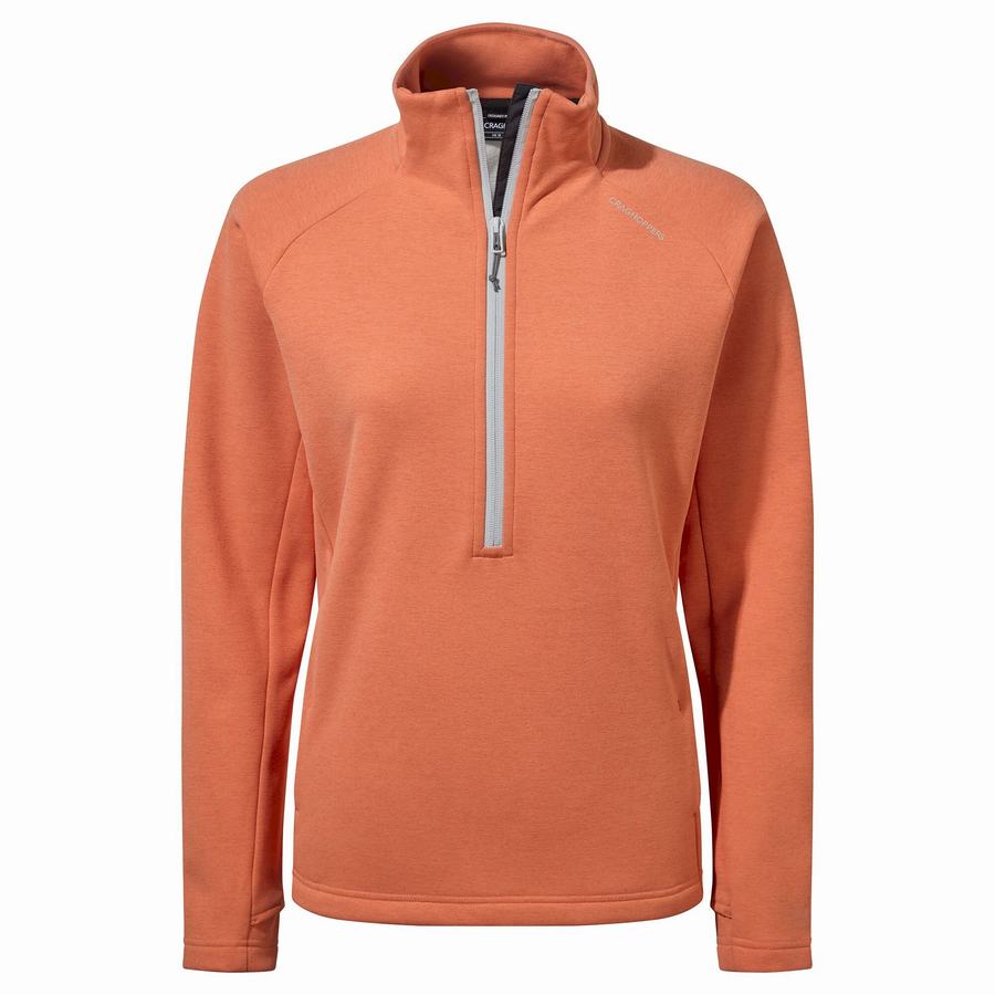 Coral Craghoppers Dynamic Pro Half Zip Women's Sweaters | KEV879MR