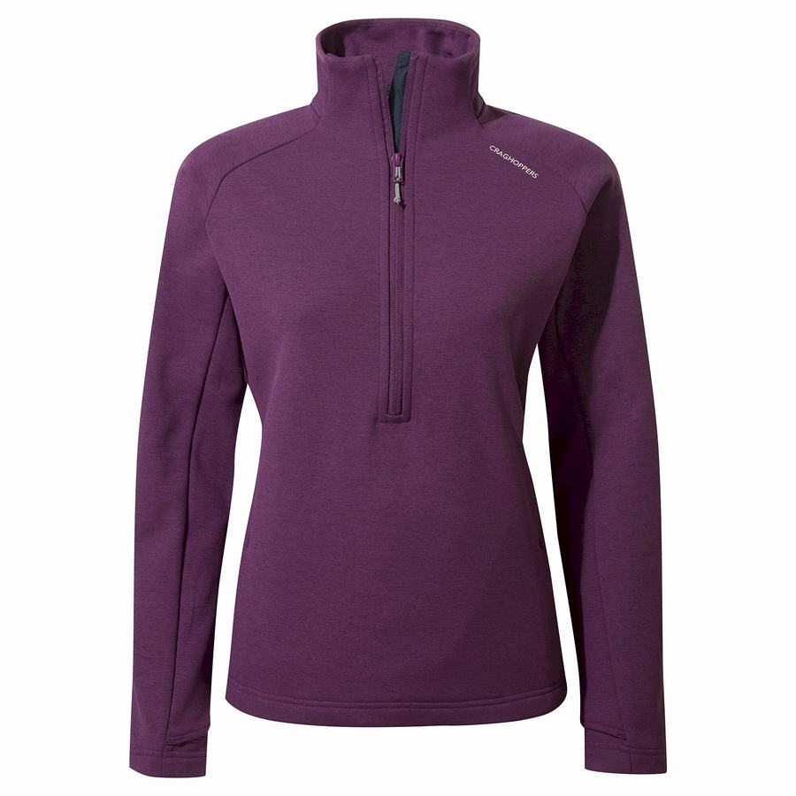 Deep Purple Craghoppers Dynamic Pro Half Zip Women's Sweaters | HQT5684MN