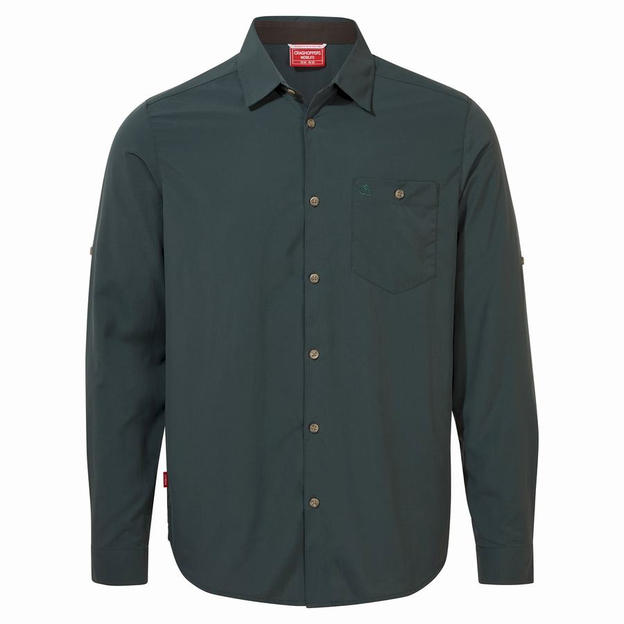 Green Craghoppers NosiLife Nuoro Long Sleeved Men's Shirts | ZHK2280KX