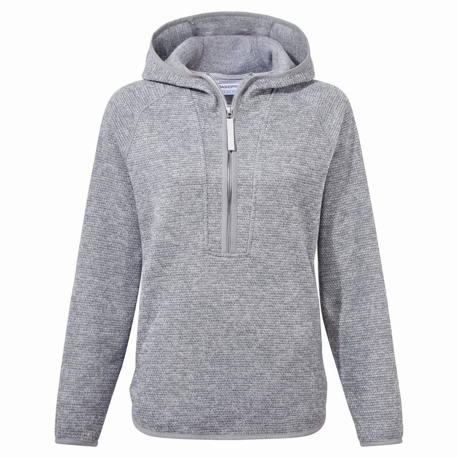 Grey Craghoppers Elena Hooded Half Zip Women's Sweaters | RDJ7927ZE