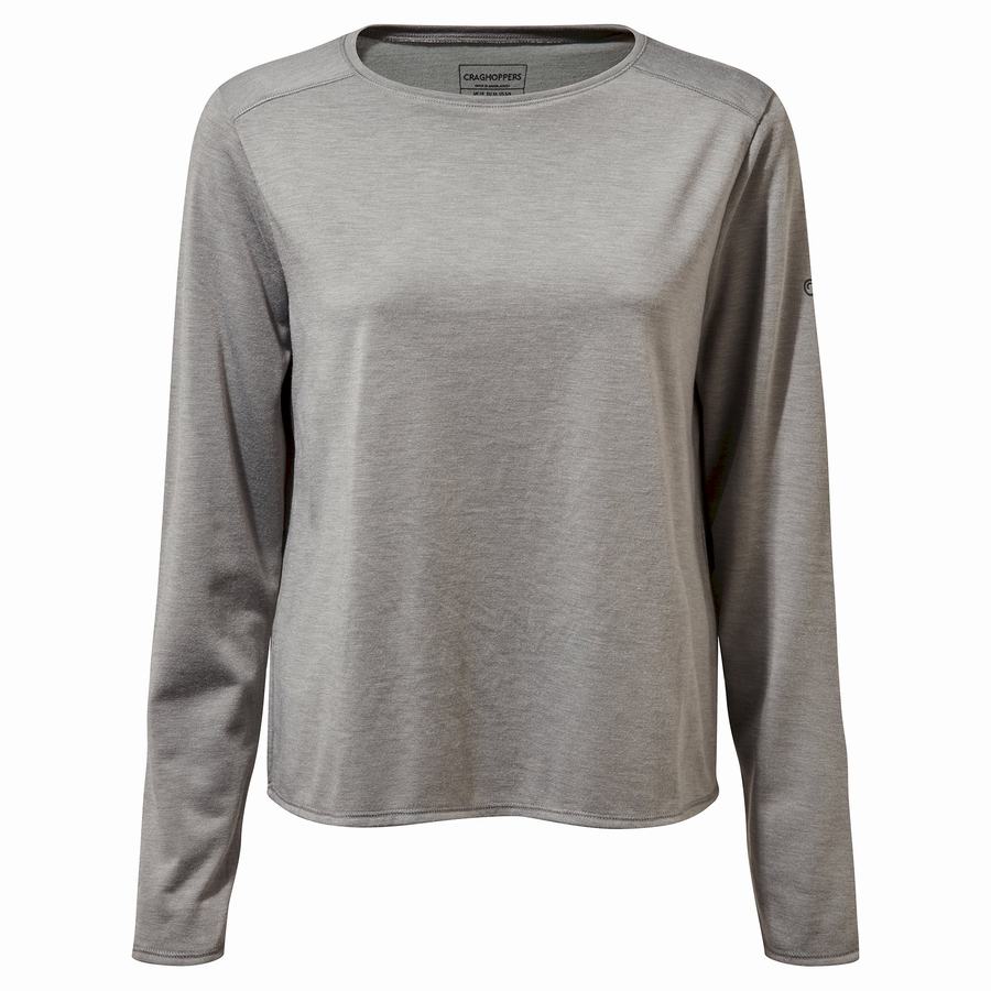 Grey Craghoppers First Layer Long Sleeved Women's T-Shirts | HSH4489NV