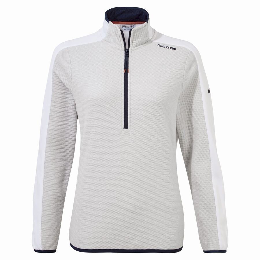 Grey White Craghoppers Minerva Half Zip Women's Sweaters | ZAJ6082KE