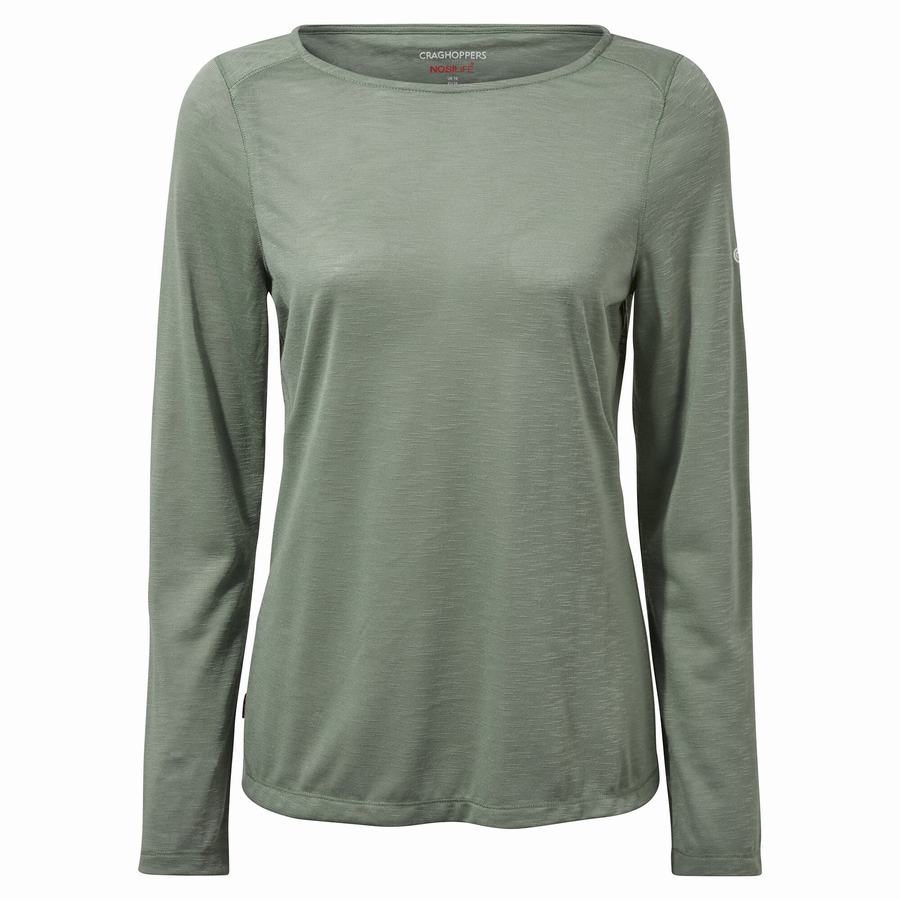 Olive Craghoppers NosiLife Erin Long Sleeved Women's T-Shirts | CKZ6941SP