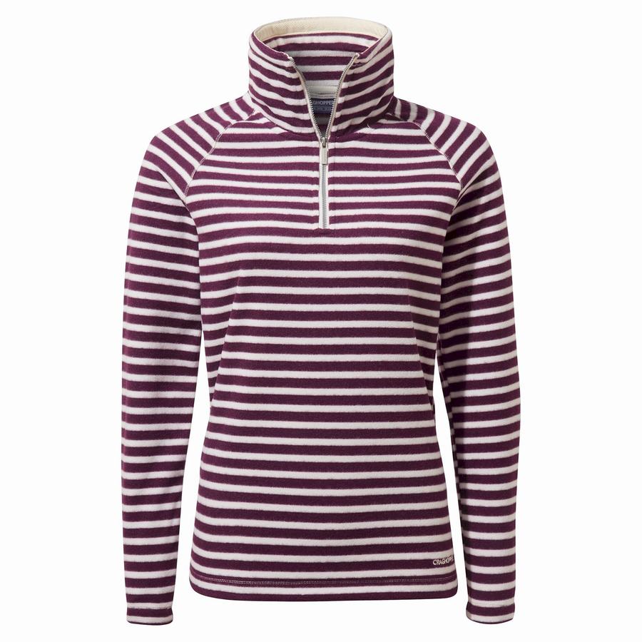 Purple Stripes Craghoppers Natalia Half Zip Women's Sweaters | VTH7615BF