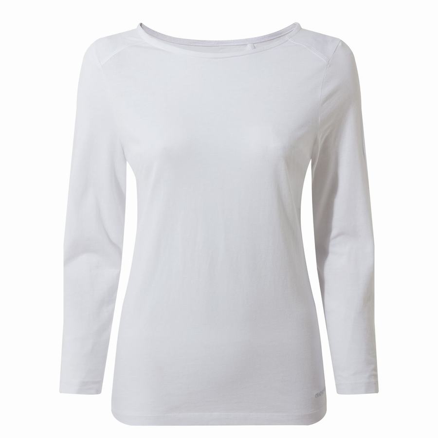 White Craghoppers Blanca 3/4 Sleeved Top Women's T-Shirts | XZI474PZ