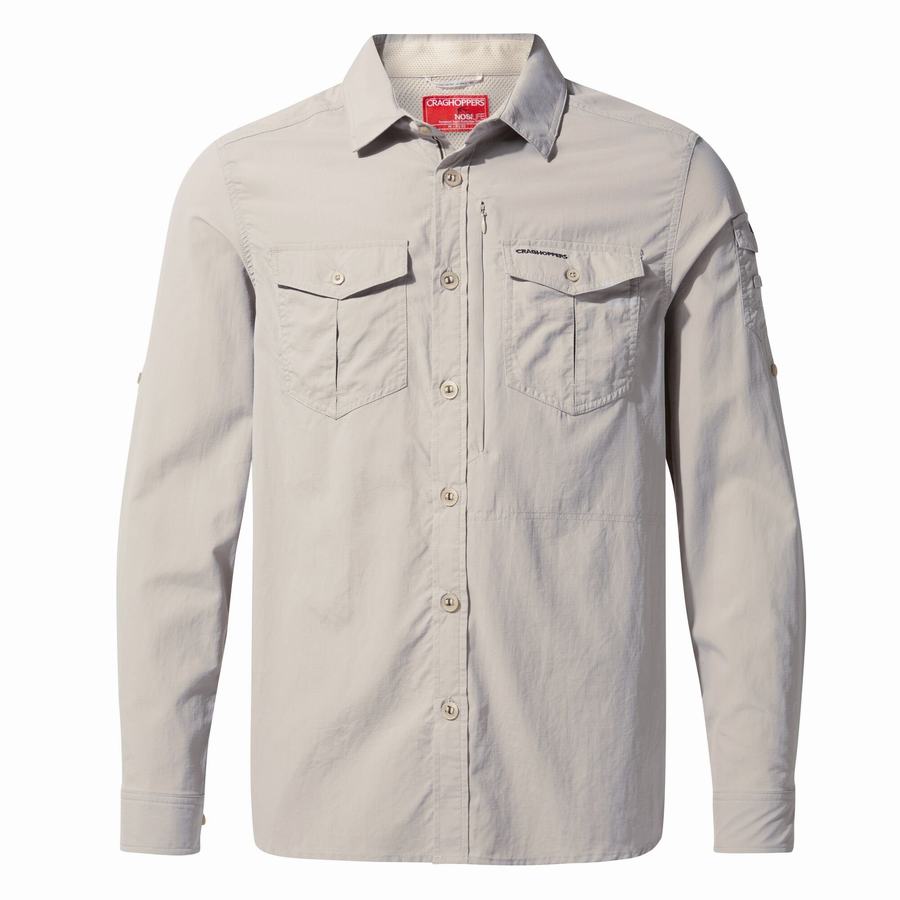 White Craghoppers NosiLife Adventure II Long Sleeved Men's Shirts | CUX7736OG