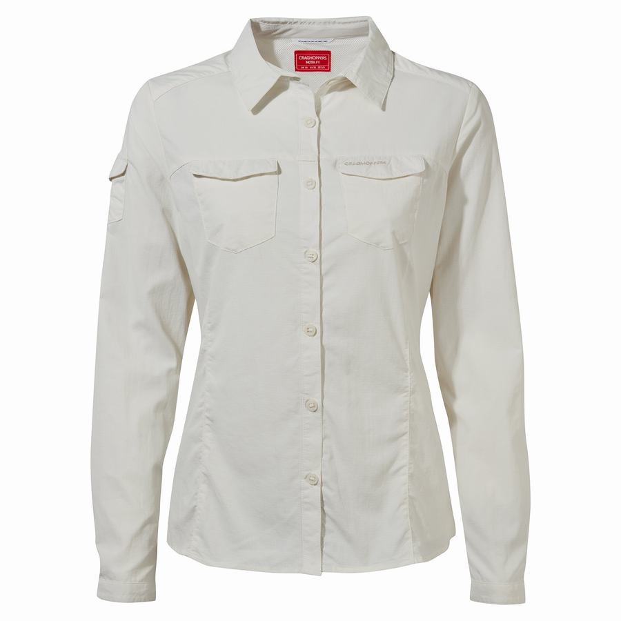 White Craghoppers NosiLife Adventure II Long Sleeved Women's Shirts | WDL3751BI