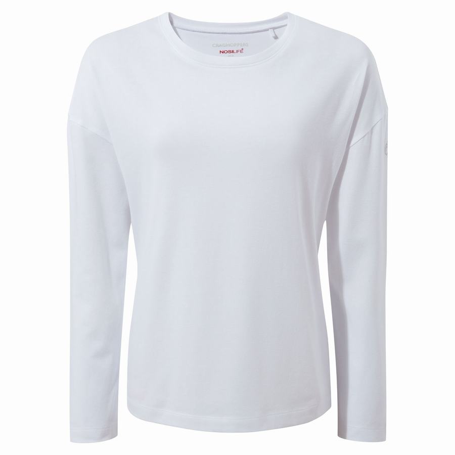 White Craghoppers NosiLife Sami Long Sleeved Women's T-Shirts | NZE1744HB