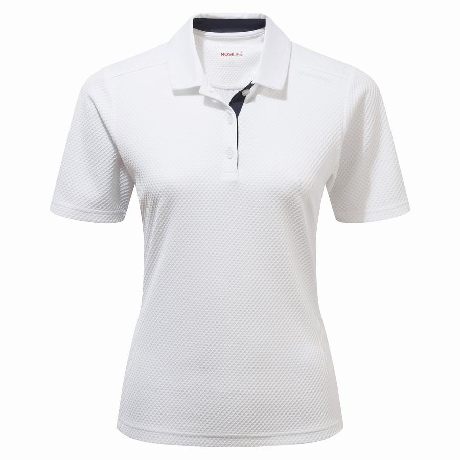 White Craghoppers NosiLife Short Sleeved Polo Women's T-Shirts | WZV3532FF