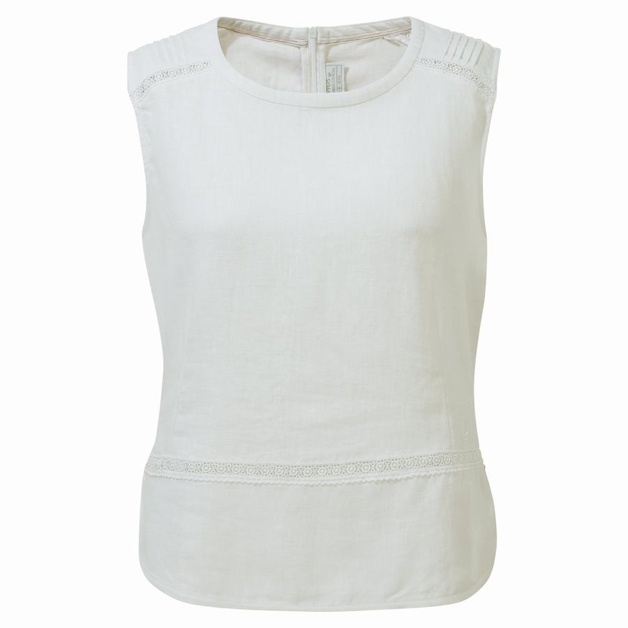 White Craghoppers Nosibotanical Bonita Vest Women's T-Shirts | QBR3899CC