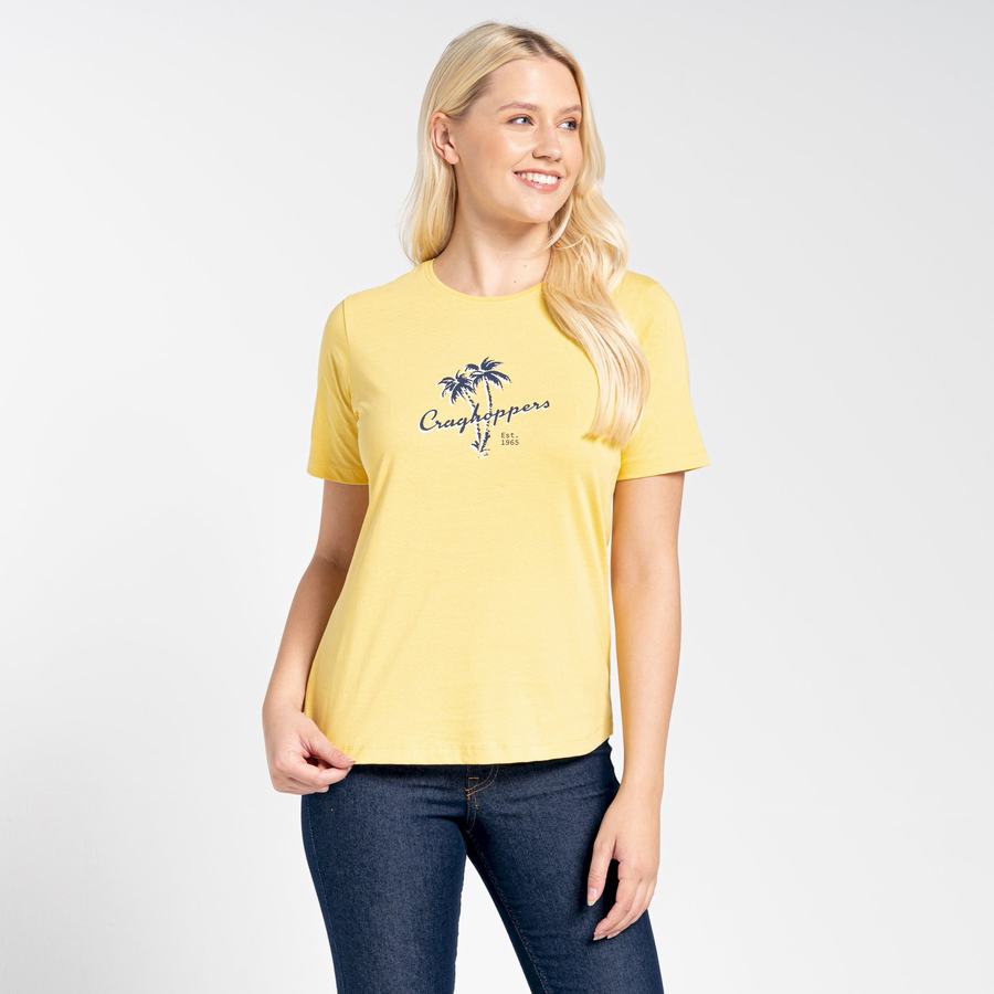 Yellow Craghoppers Ally Short Sleeved Women's T-Shirts | UIH8046TW