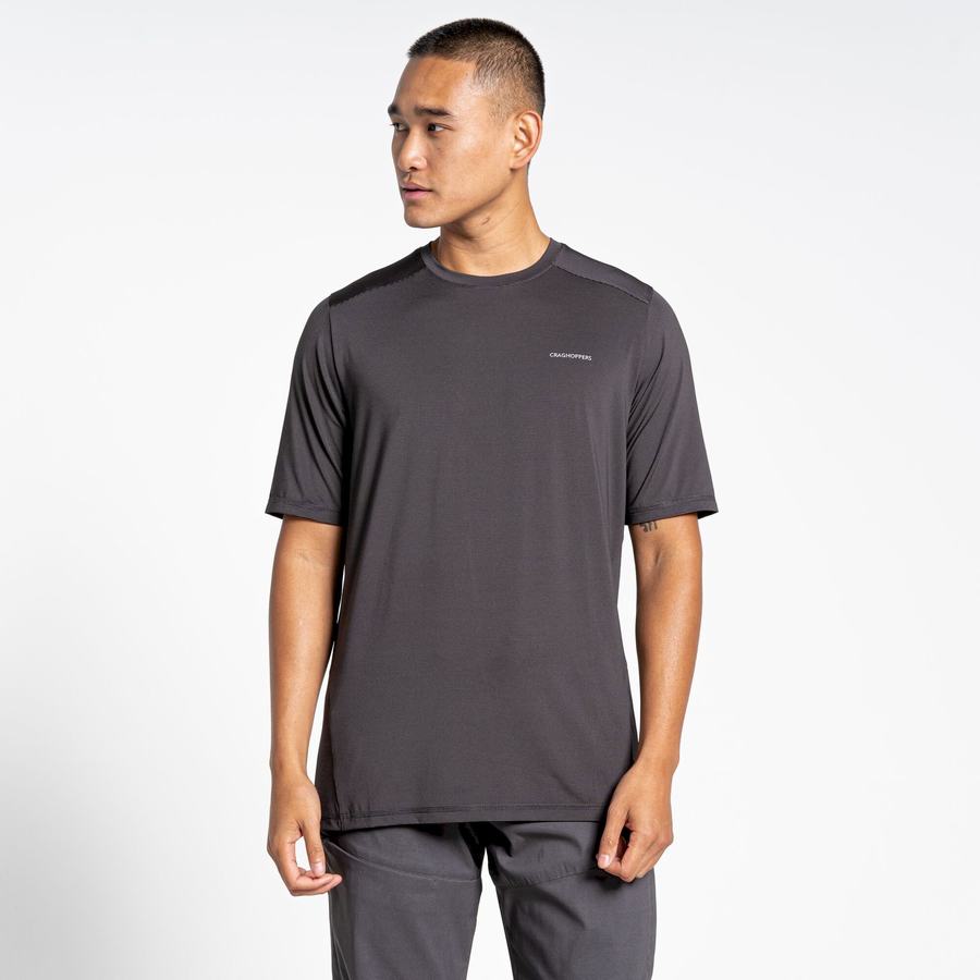 Black Craghoppers Belardo Short Sleeved Men's T-Shirts | IUW5653MH