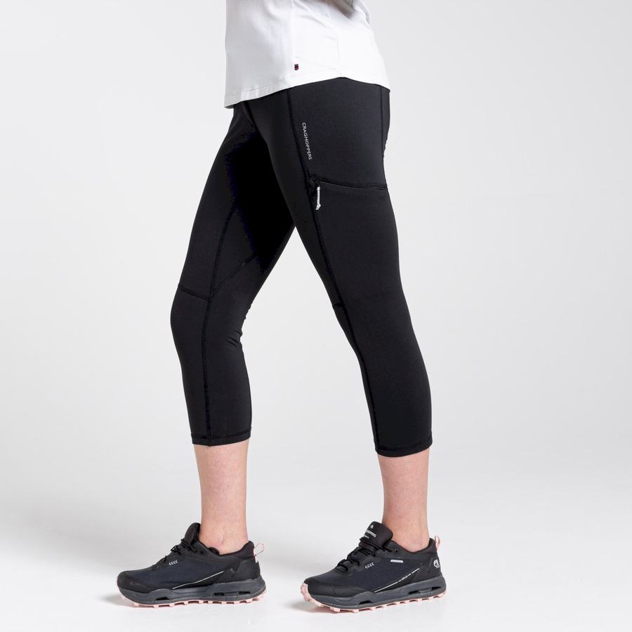 Black Craghoppers Dynamic Cropped Women's Leggings | QIQ3785WK