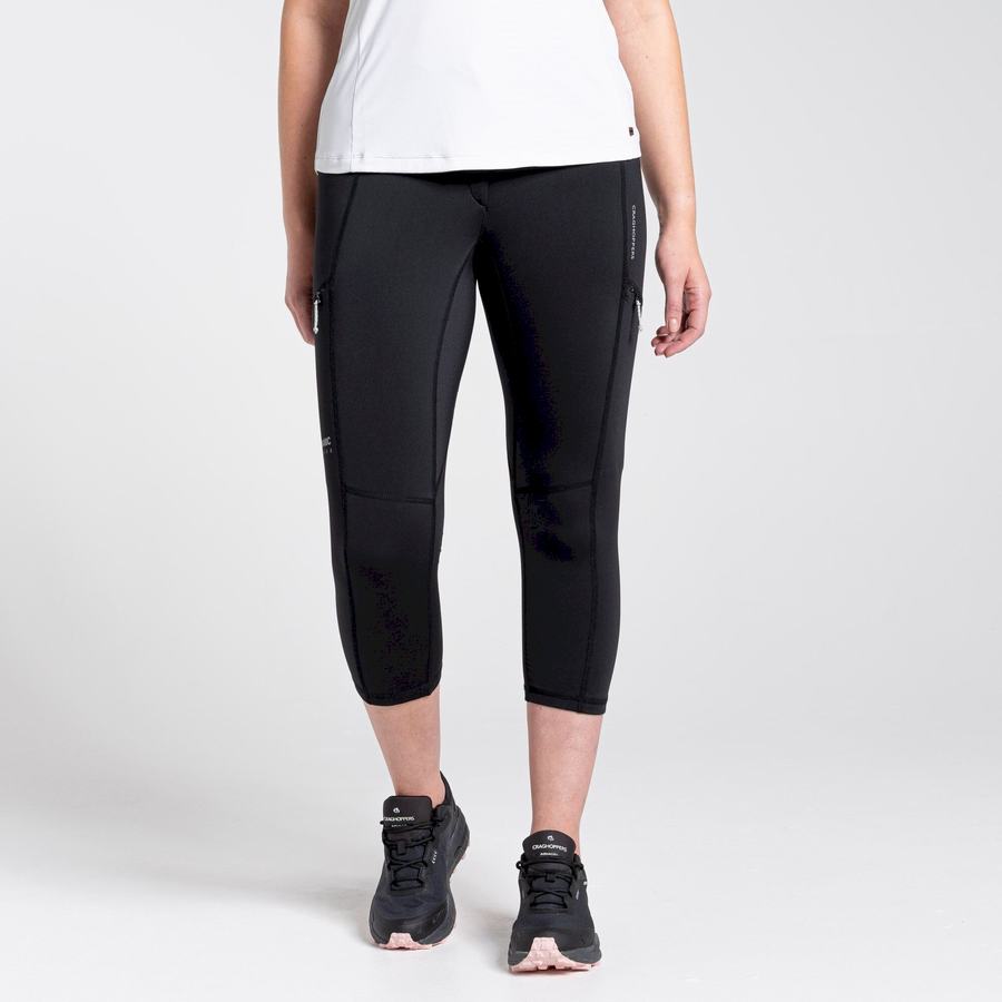 Black Craghoppers Dynamic Cropped Women's Leggings | QIQ3785WK