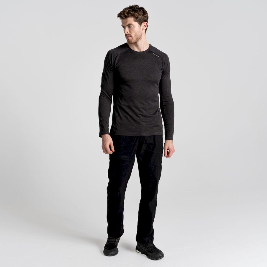 Black Craghoppers Dynamic Pro Long Sleeved Men's T-Shirts | WBS5297WA