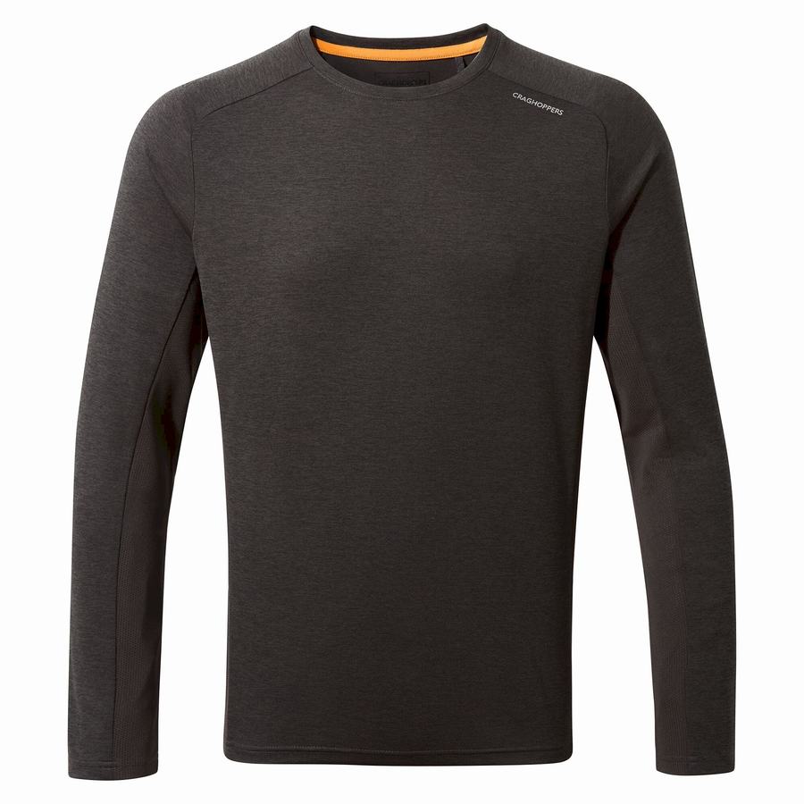 Black Craghoppers Dynamic Pro Long Sleeved Men's T-Shirts | WBS5297WA