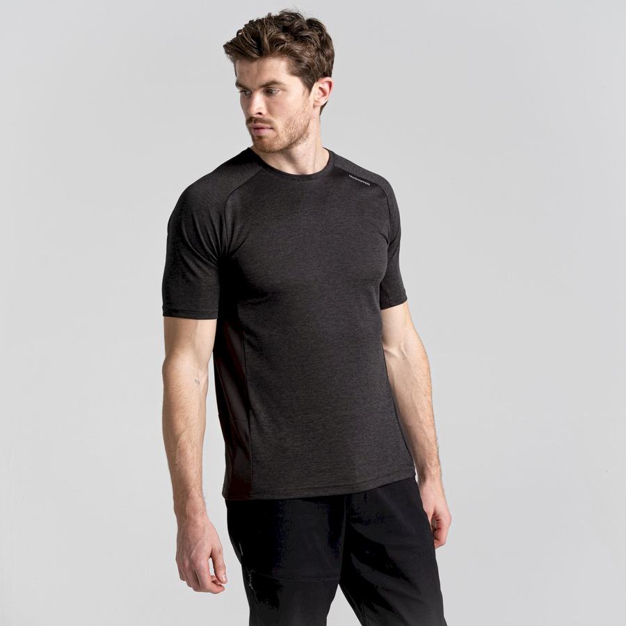 Black Craghoppers Dynamic Pro Short Sleeved Men's T-Shirts | DGJ1281SL