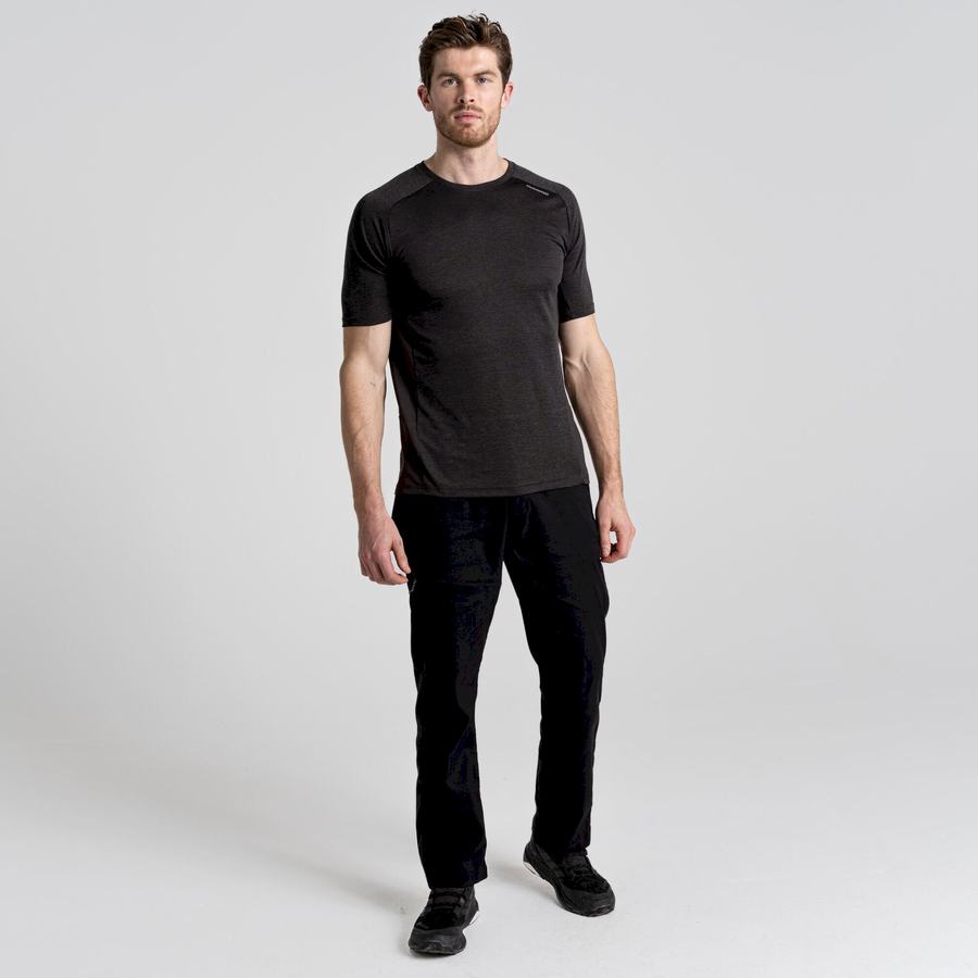 Black Craghoppers Dynamic Pro Short Sleeved Men's T-Shirts | DGJ1281SL