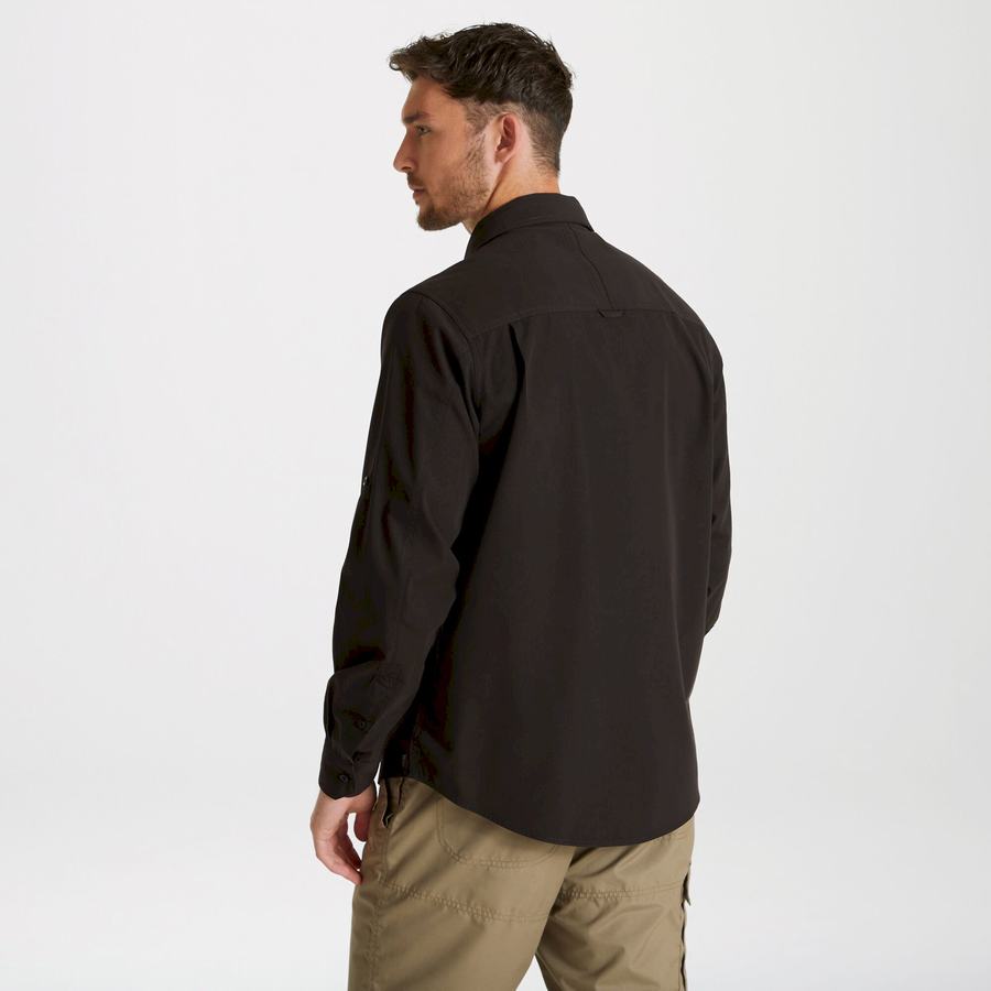 Black Craghoppers Expert Kiwi Long Sleeved Men's Shirts | UIT5271JY