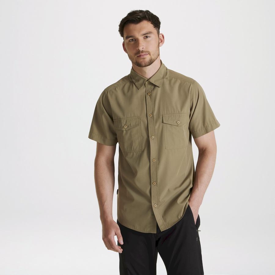 Black Craghoppers Expert Kiwi Short Sleeved Men's Shirts | IDQ5547AS