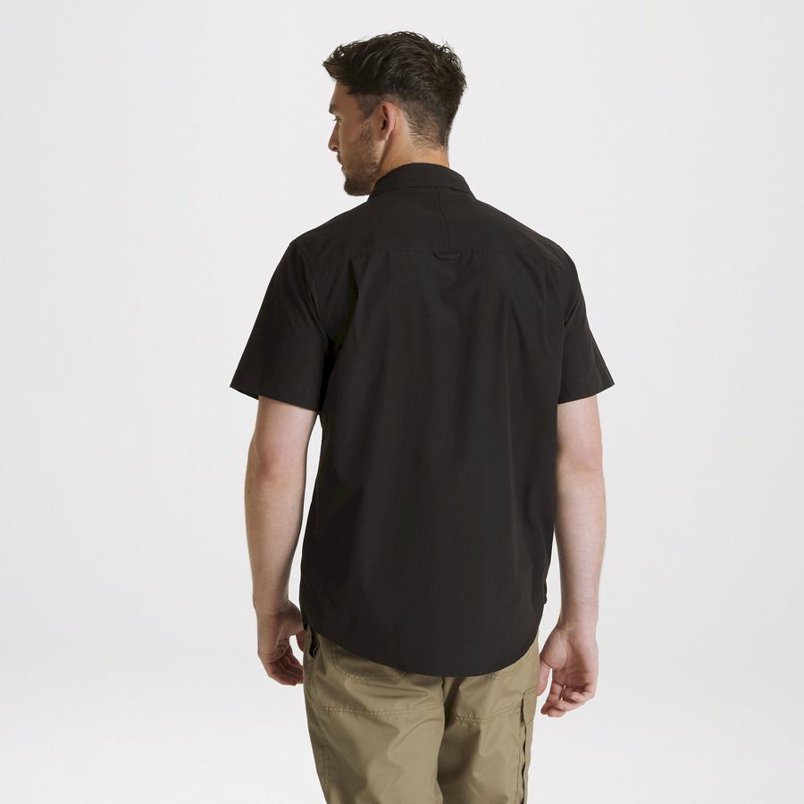 Black Craghoppers Expert Kiwi Short Sleeved Men's Shirts | SWS7758FY