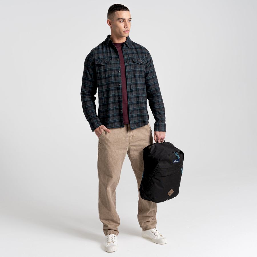 Black Craghoppers Kiwi IV Long Sleeved Check Men's Shirts | HOH253JS