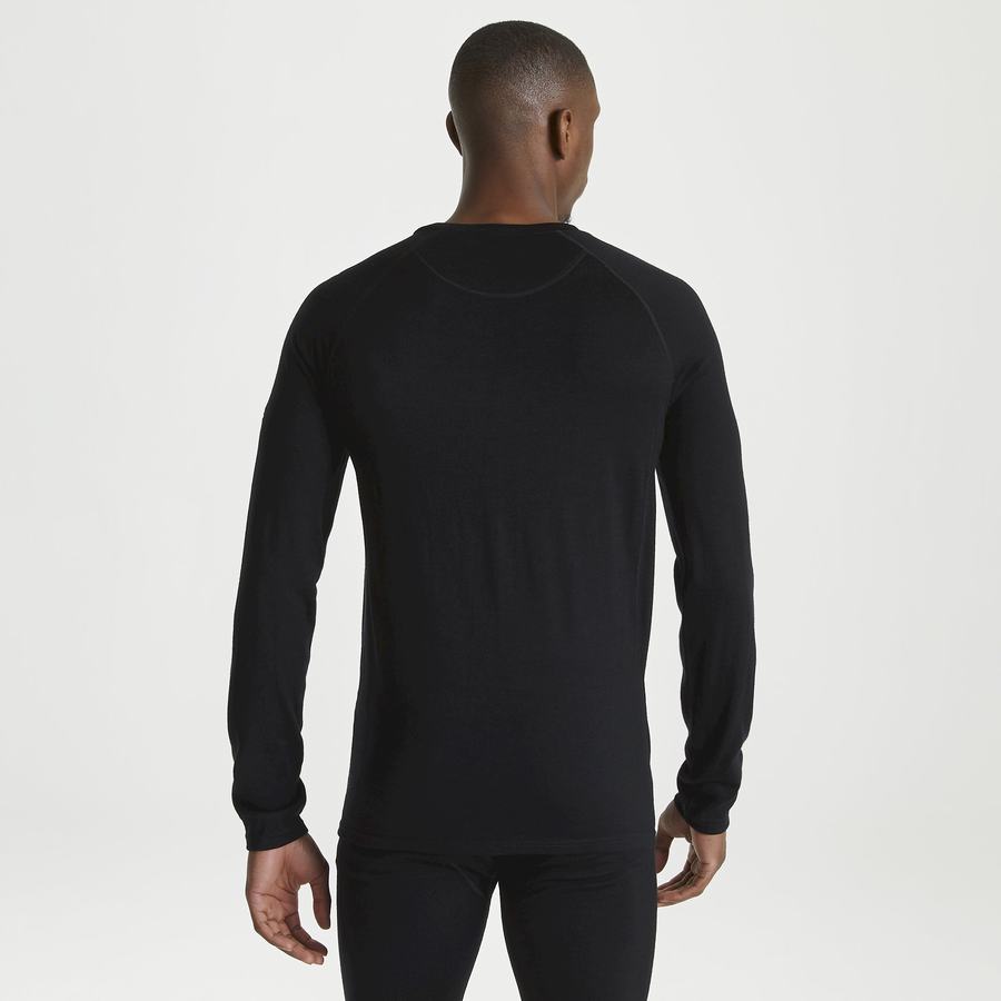 Black Craghoppers Merino Crew Neck Long Sleeved Baselayer II Men's T-Shirts | YWM1284UM