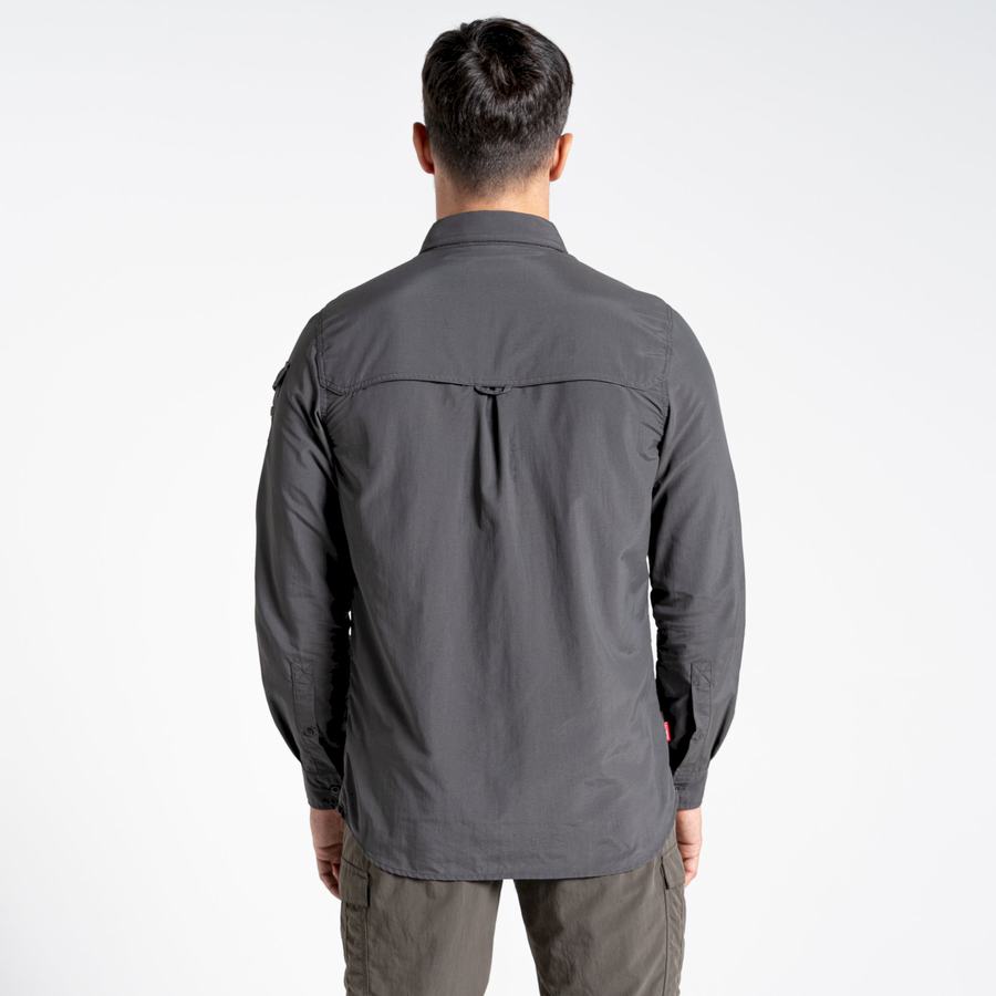 Black Craghoppers NosiLife Adventure II Long Sleeved Men's Shirts | VSP8879NX