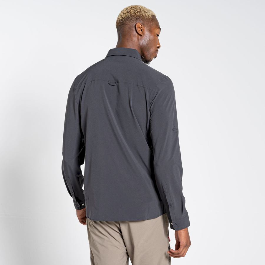 Black Craghoppers NosiLife Pro IV Long Sleeved Men's Shirts | ERA6694SU