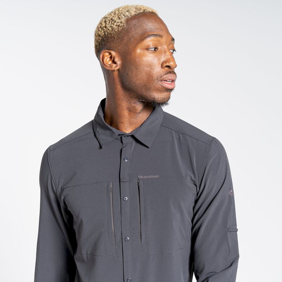 Black Craghoppers NosiLife Pro IV Long Sleeved Men's Shirts | ERA6694SU