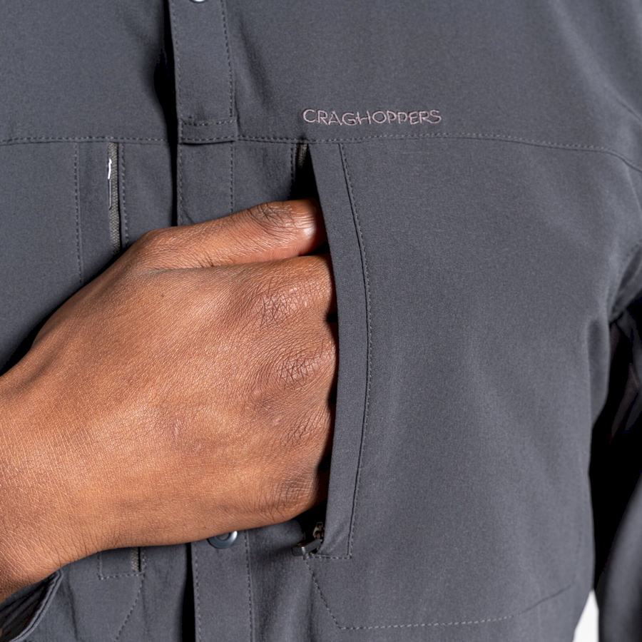 Black Craghoppers NosiLife Pro IV Long Sleeved Men's Shirts | ERA6694SU