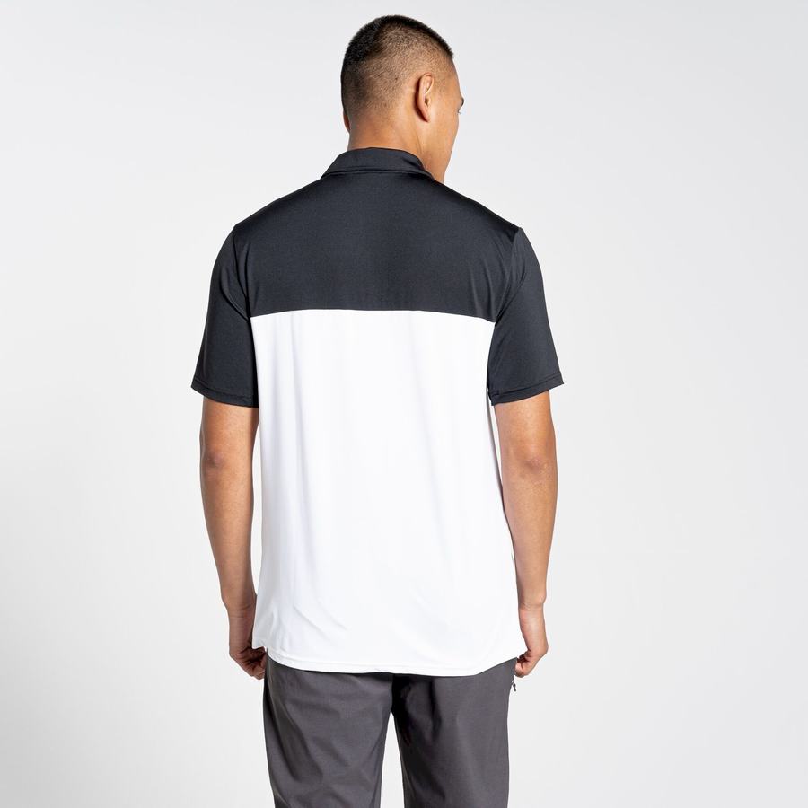 Black White Craghoppers NosiLife Pro Short Sleeved Polo Men's T-Shirts | CBI7982QN