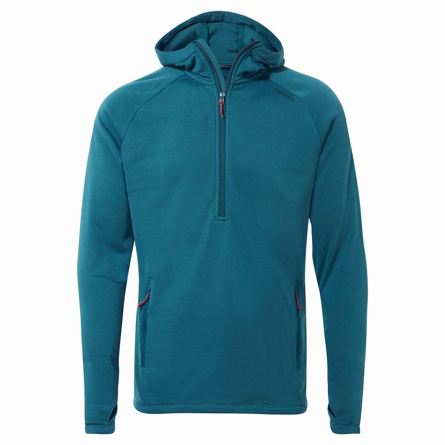 Blue Craghoppers Dynamic Hooded Half Zip Winter Men's Sweaters | FYQ4785PB