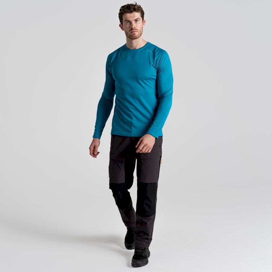 Blue Craghoppers Dynamic Pro Long Sleeved Men's T-Shirts | XEV3042SC