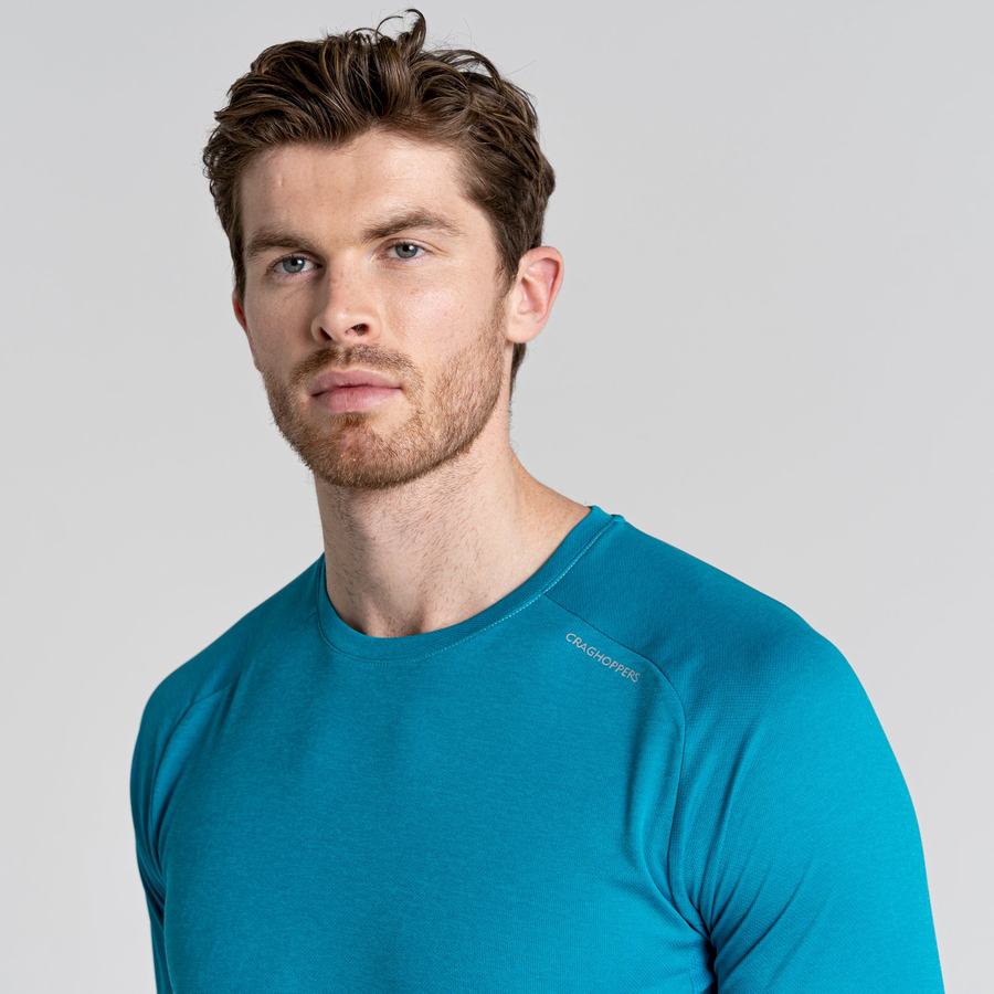 Blue Craghoppers Dynamic Pro Long Sleeved Men's T-Shirts | XEV3042SC