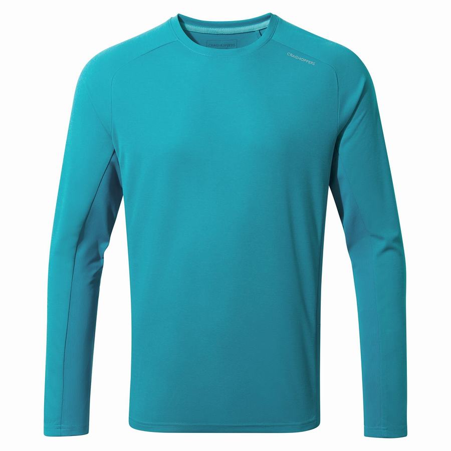 Blue Craghoppers Dynamic Pro Long Sleeved Men's T-Shirts | XEV3042SC