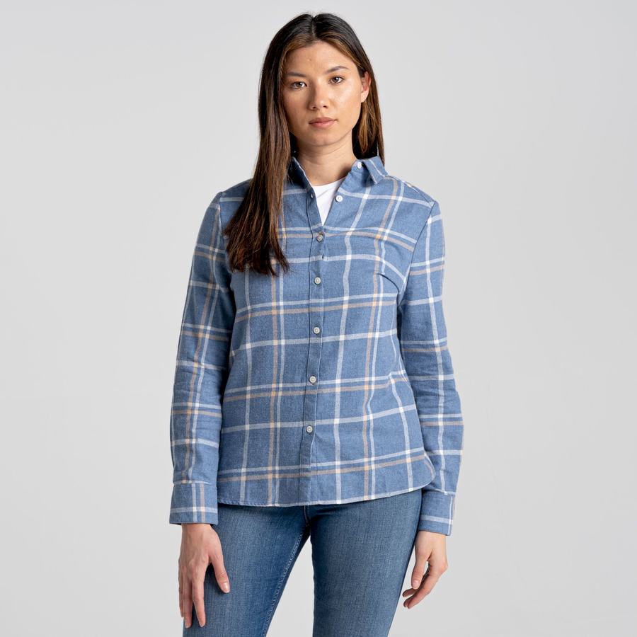 Blue Craghoppers Emie Long Sleeved Women's Shirts | UYN5489VF