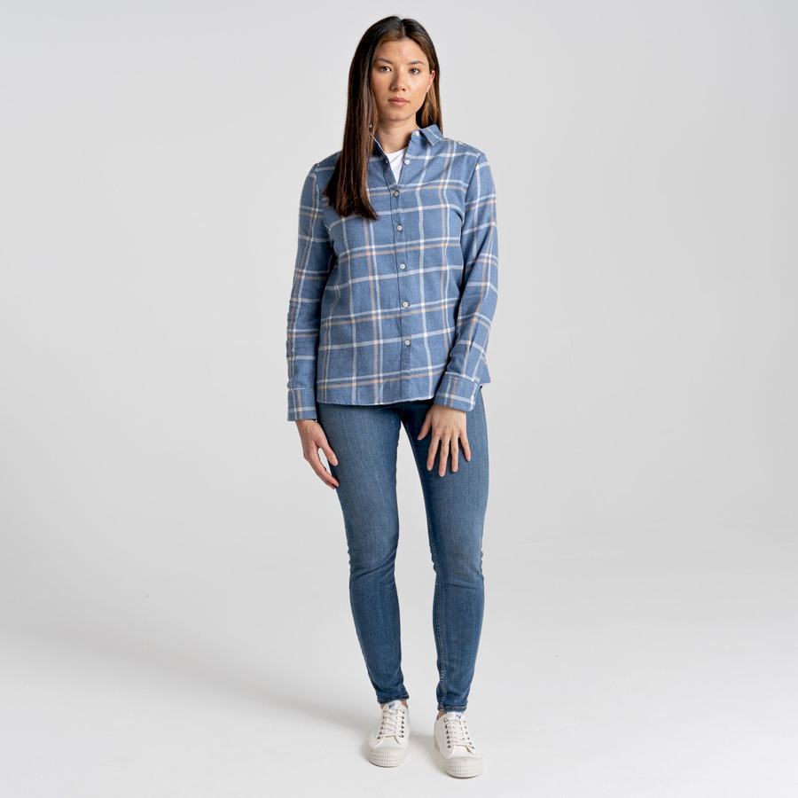 Blue Craghoppers Emie Long Sleeved Women's Shirts | UYN5489VF