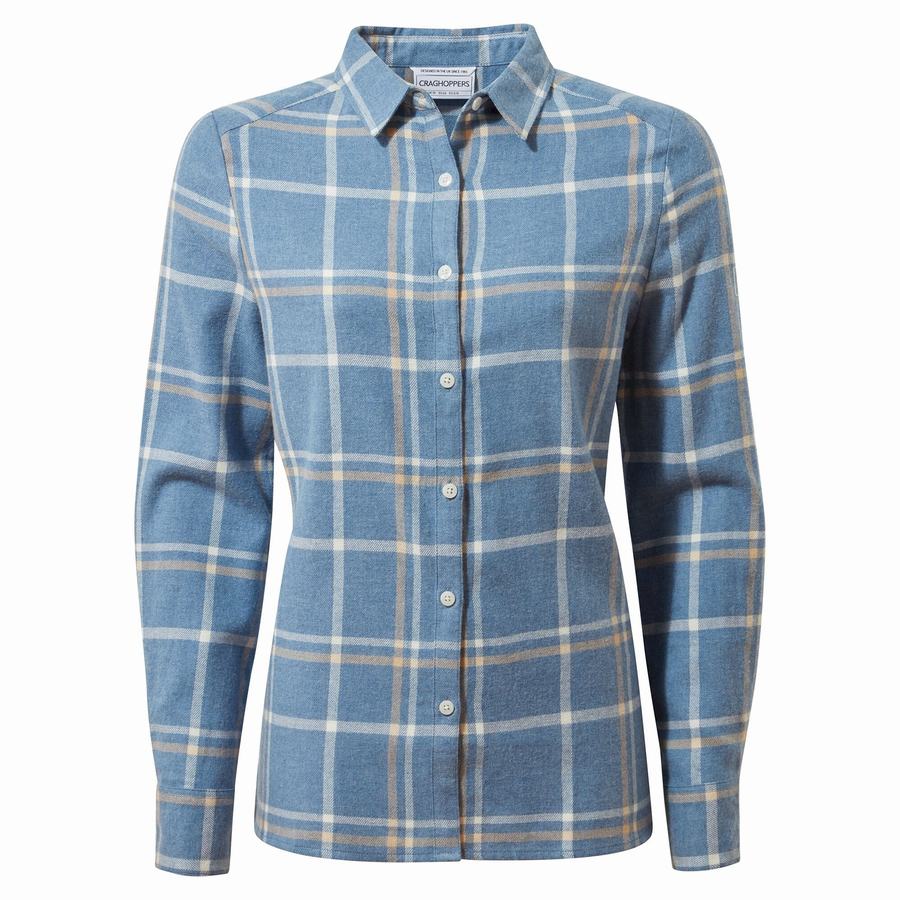 Blue Craghoppers Emie Long Sleeved Women's Shirts | UYN5489VF