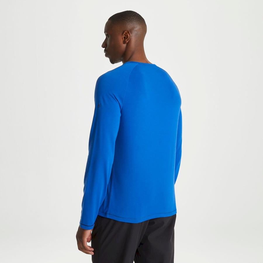 Blue Craghoppers First Layer Long-Sleeved Men's T-Shirts | VFJ8313PI